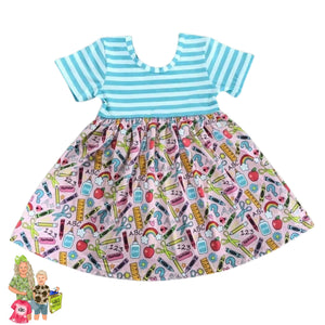 Blue Striped School Dress